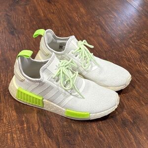 adidas White Sneakers with Neon Green Accents